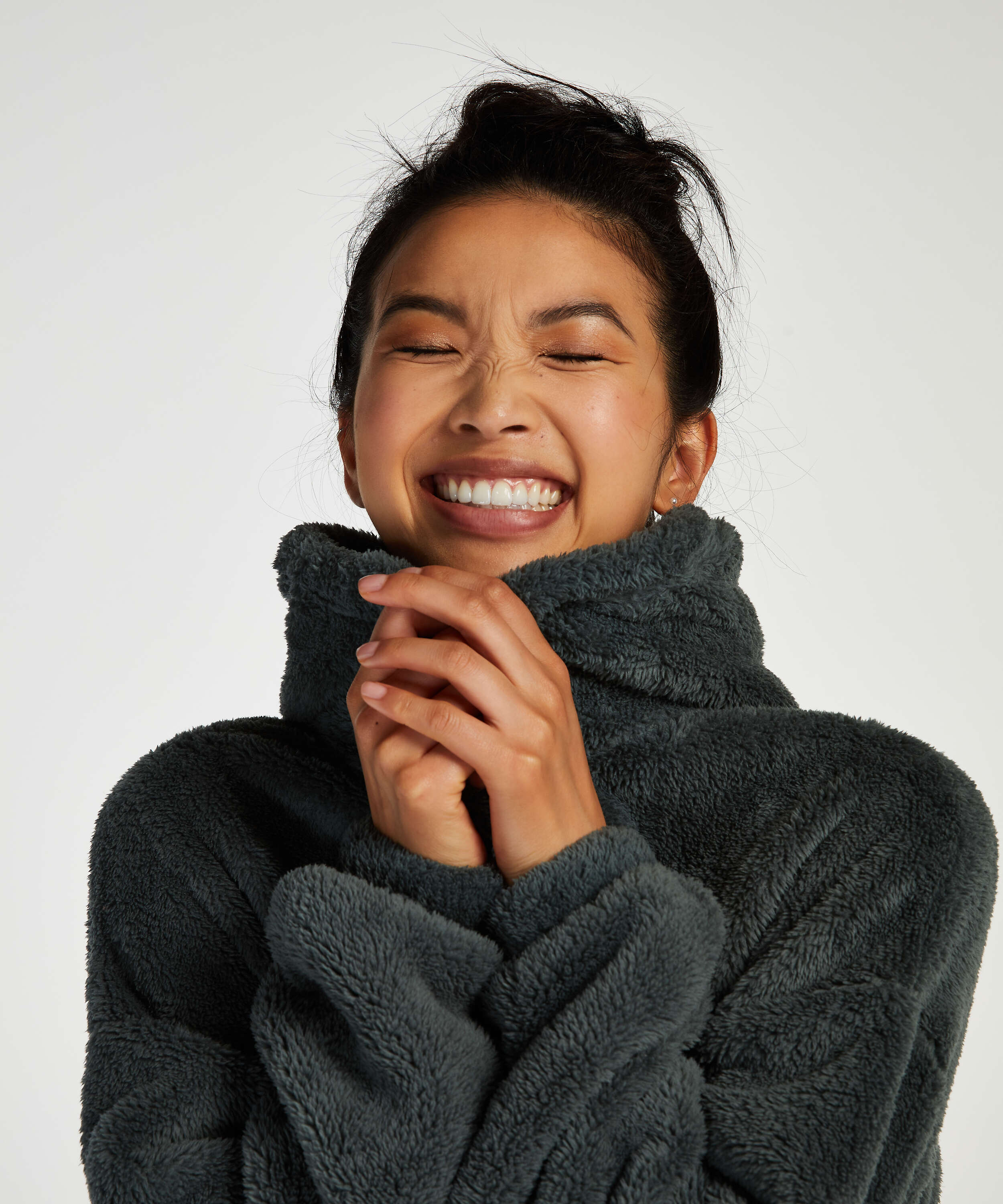 Vestido de polar acurrucado, Verde, main