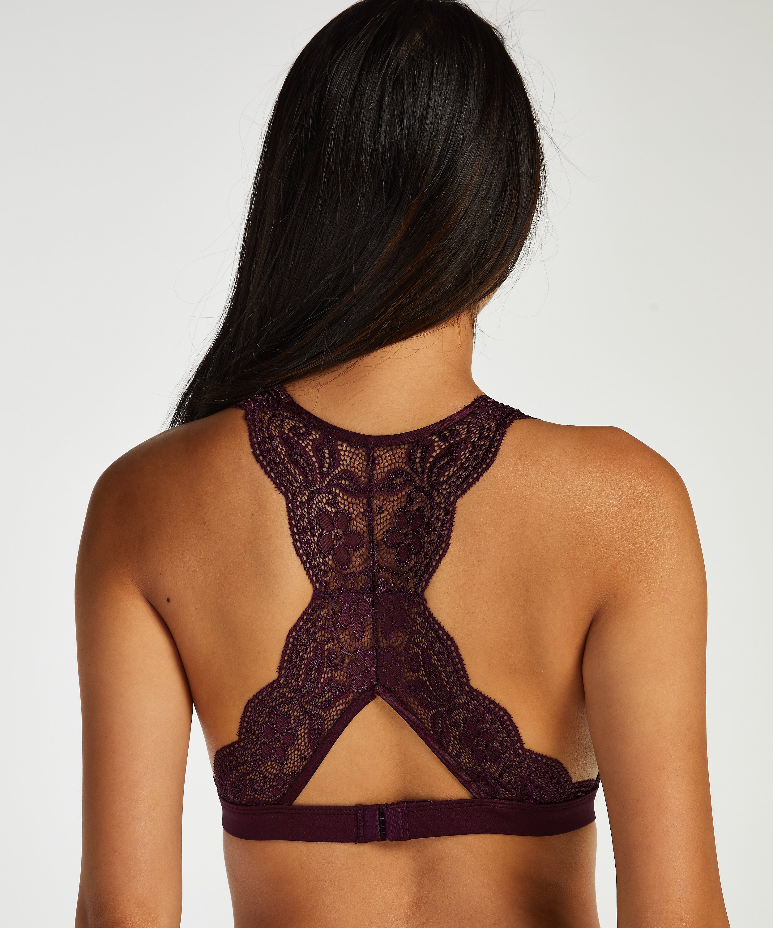 Bralette de estilo halter con espalda cruzada, Morado, main
