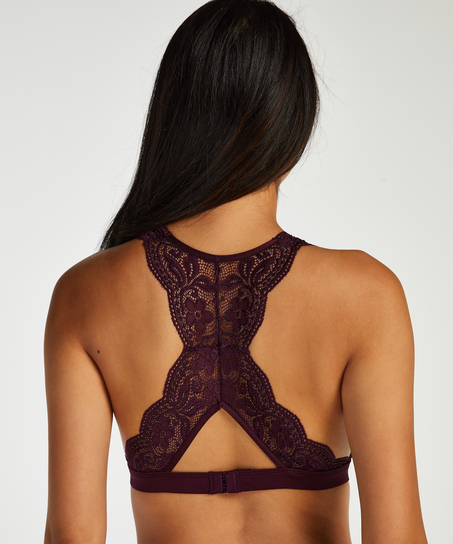 Bralette de estilo halter con espalda cruzada, Morado