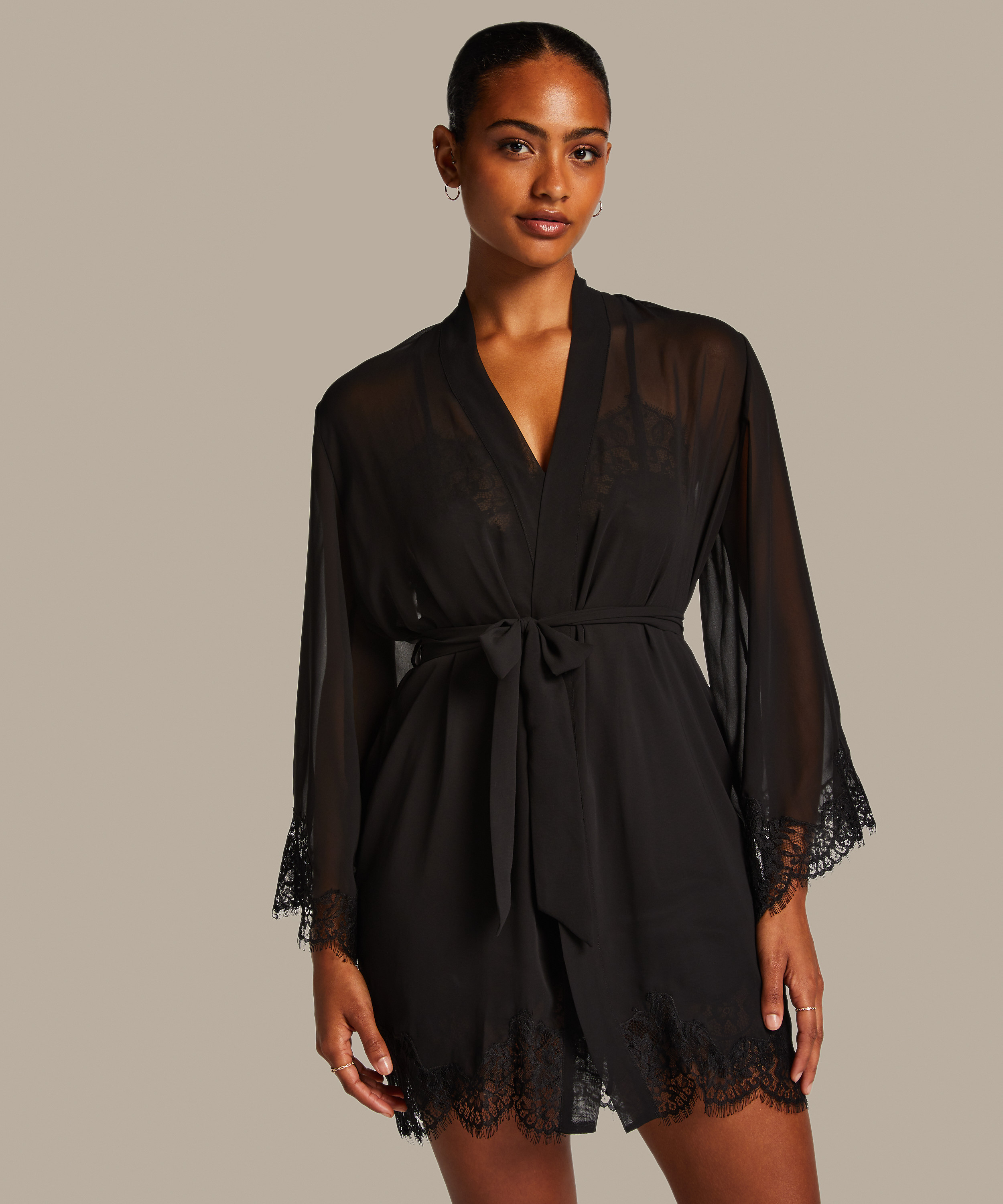 Kimono Satin, Negro, main