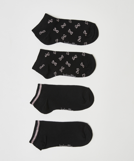 2 pares de calcetines tobilleros deportivos Cotton, Negro