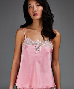 Camiseta top satinada, Rosa