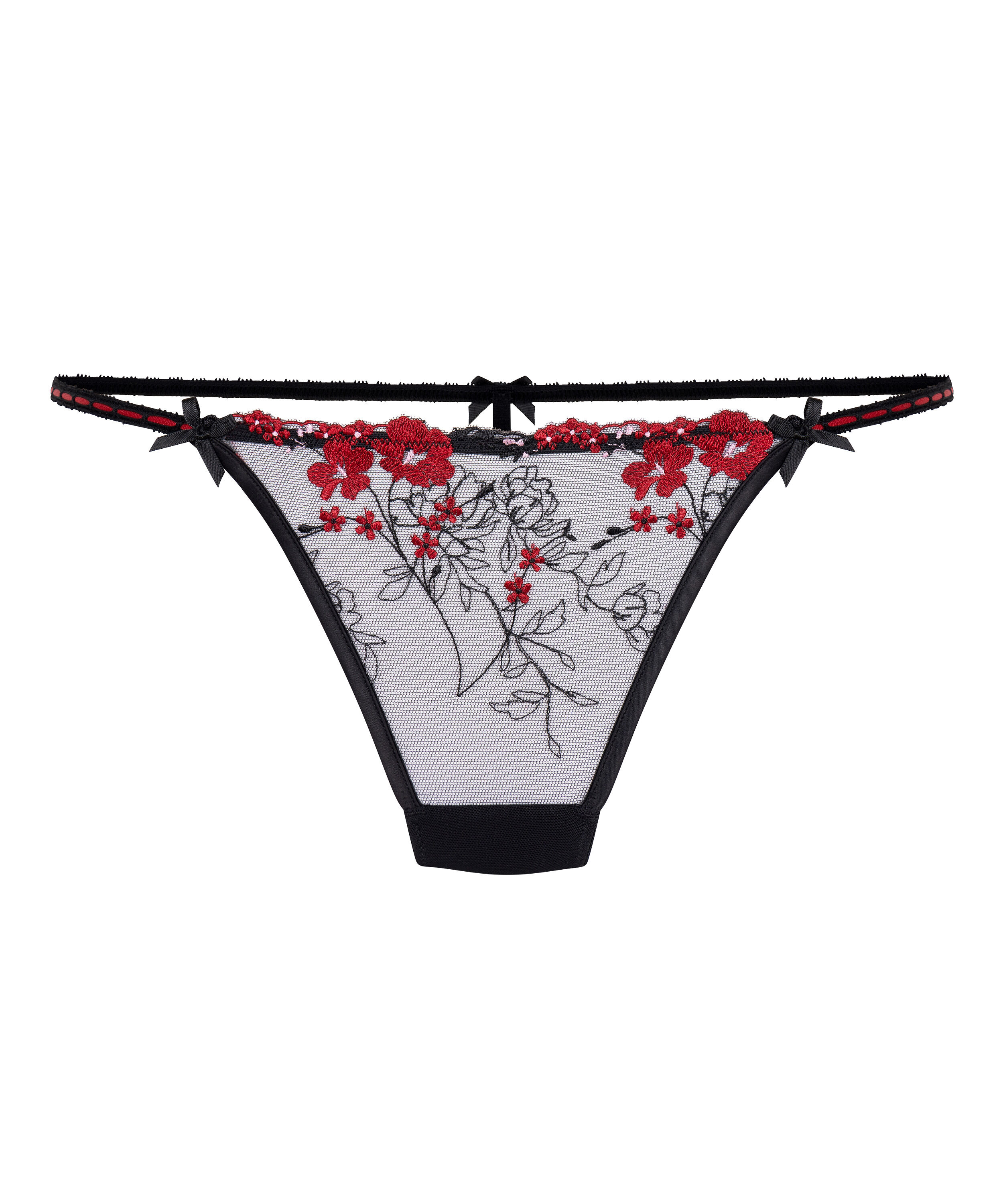 Tanga de corte alto Peonie, Negro