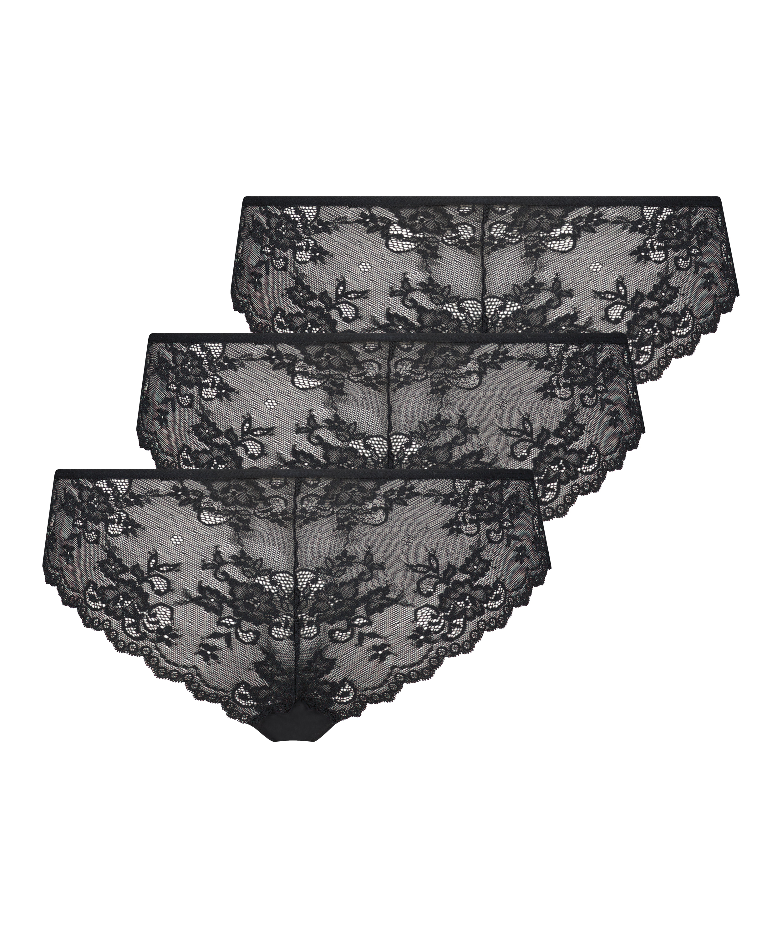 Lote de 3 braguitas brasileñas invisibles, Negro, main