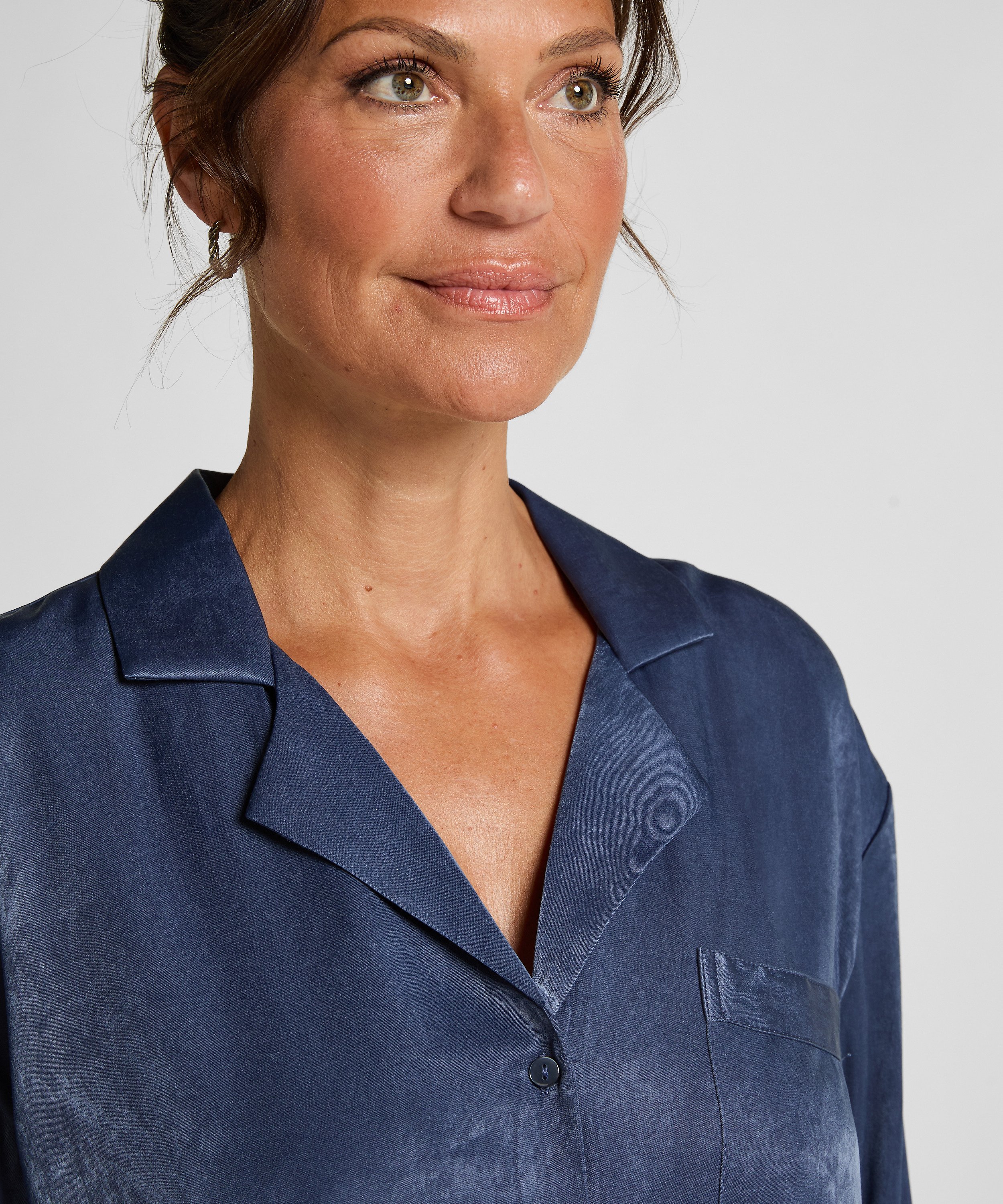 Chaqueta de manga larga y satén Ayla, Azul, main