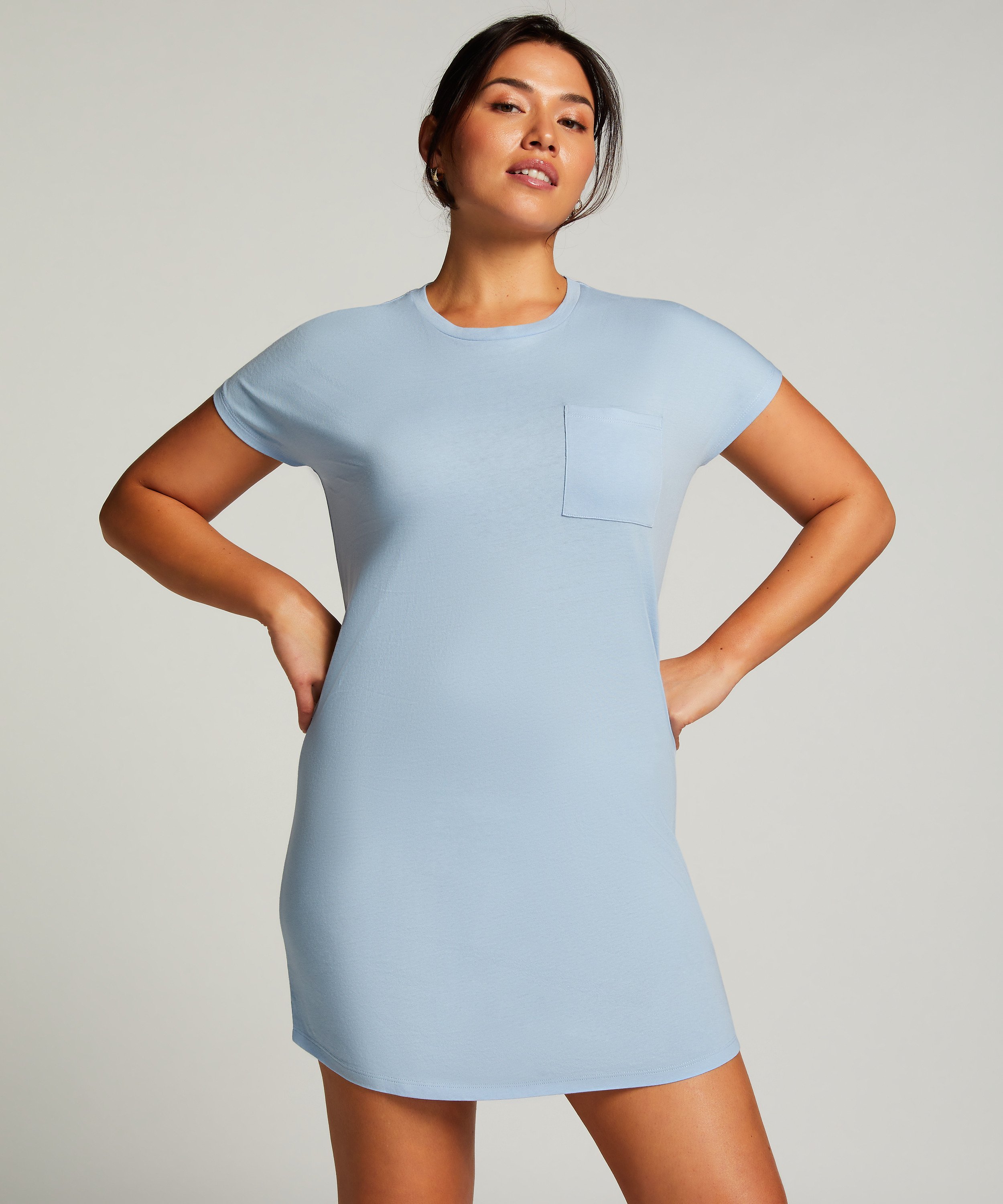 Camis&oacute;n de escote redondo, Azul, main