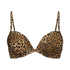 Top de bikini de aros preformado Leopard, marrón