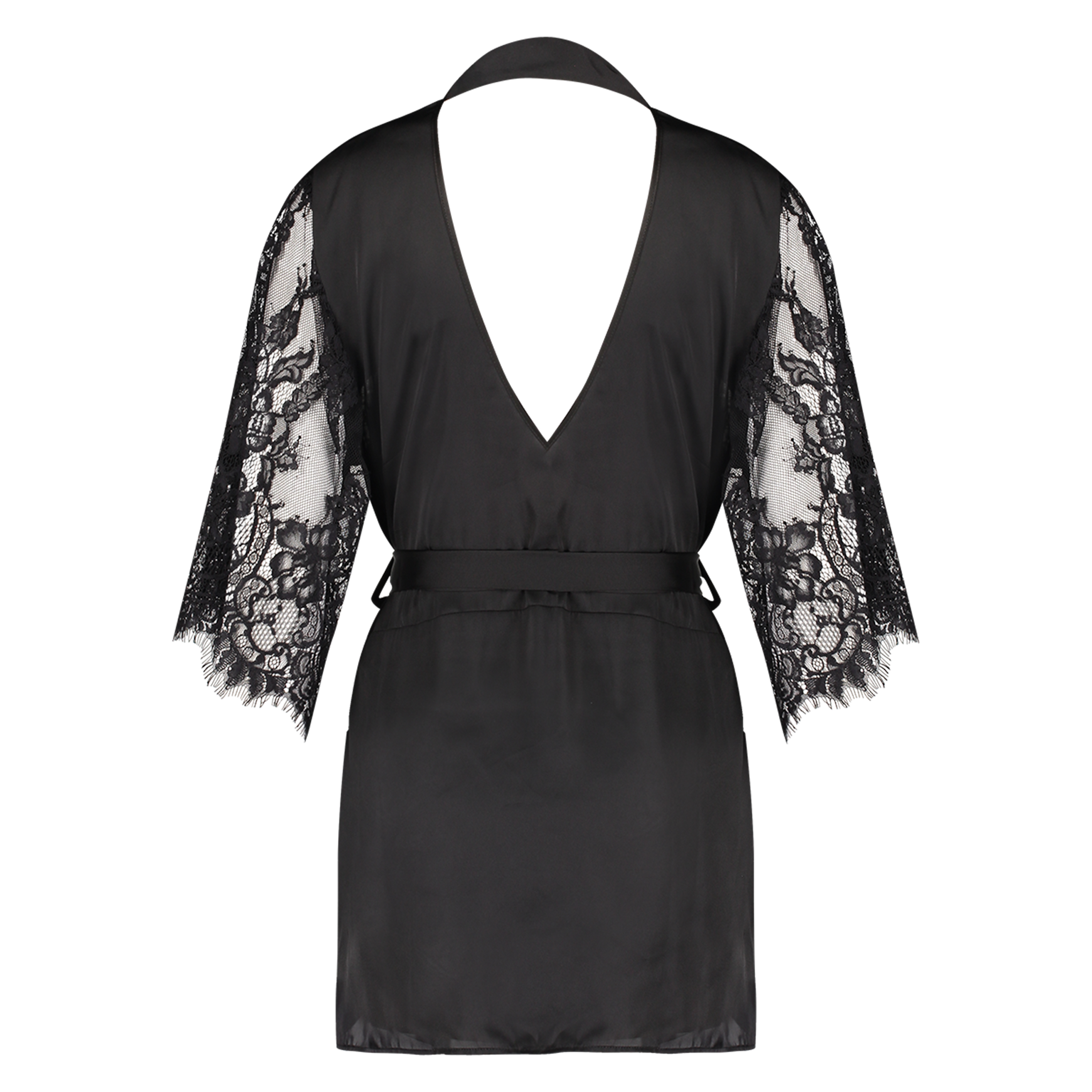 Kimono Flared Satin Lace, Negro, main
