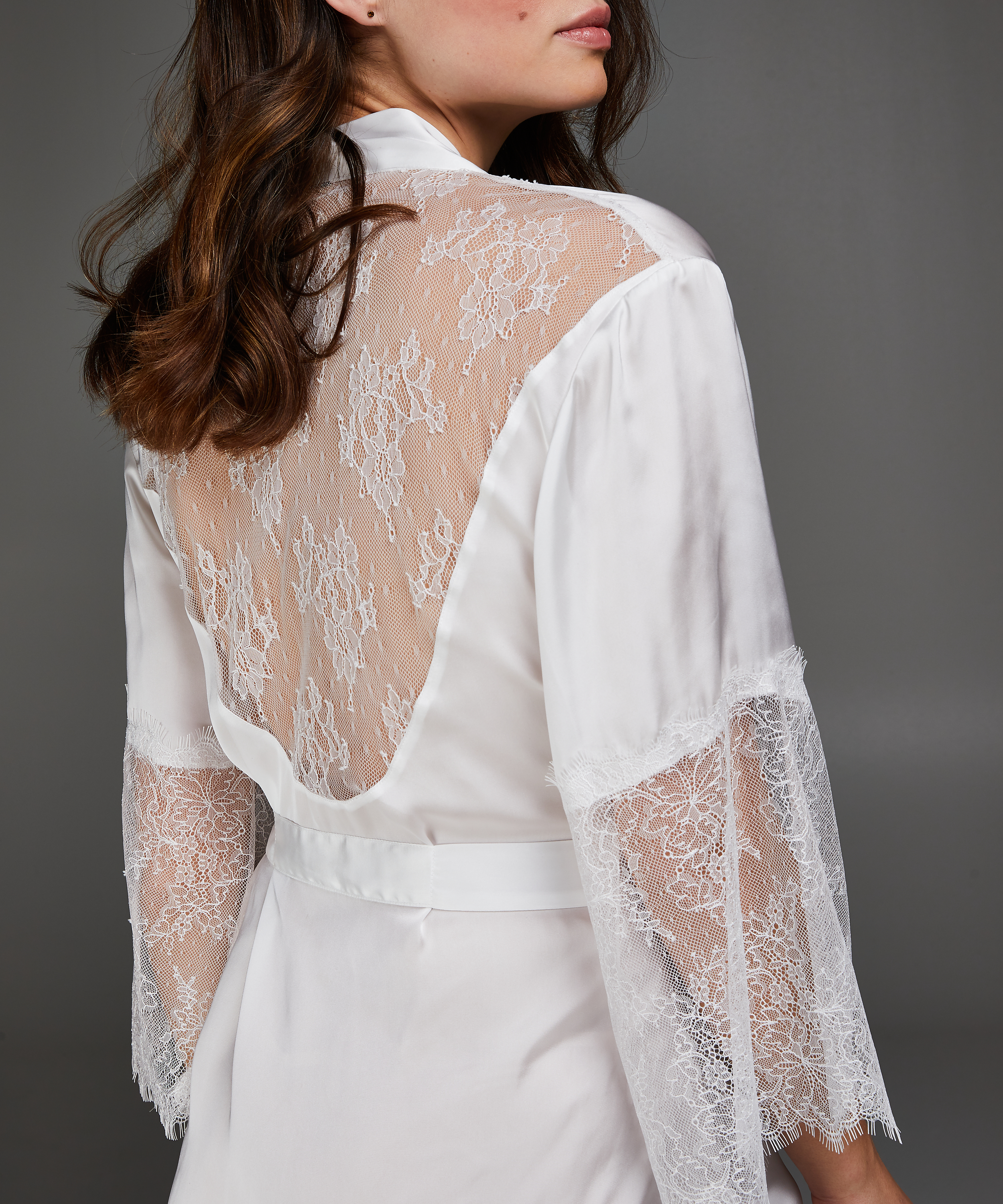 Kimono de sat&eacute;n Lily, Blanco, main