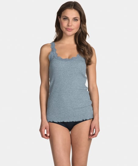 Top de punto acanalado Cami lace, Gris