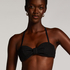 Top de bikini bandeau Crinkle, Negro