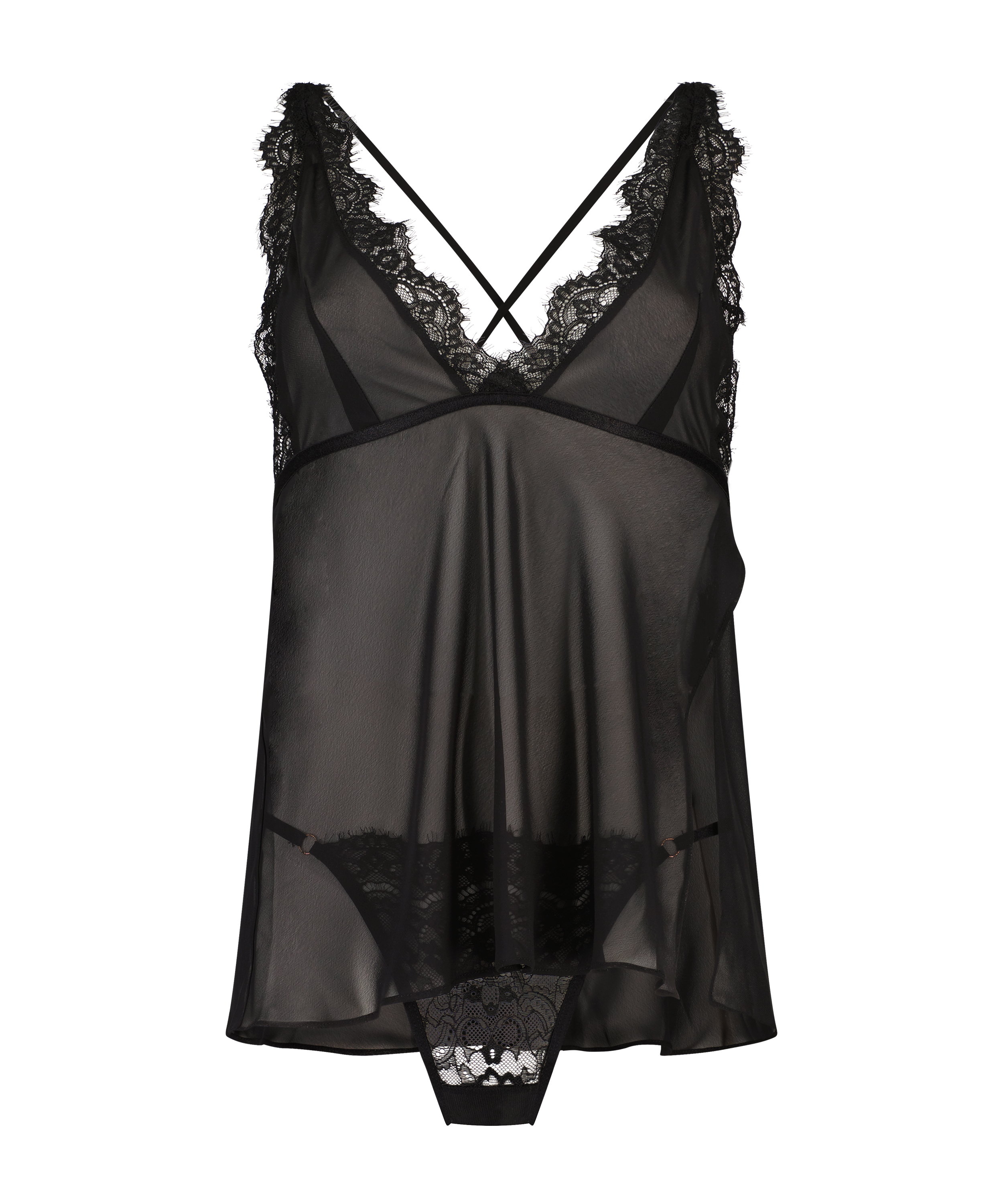 Babydoll Chiffon Lace, Negro, main