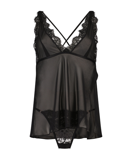 Babydoll Chiffon Lace, Negro