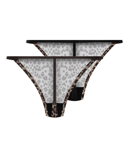 Pack de 2 tangas micro Leopard, Negro