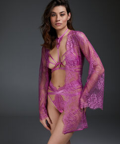 Kimono todo de encaje Amber, Rosa