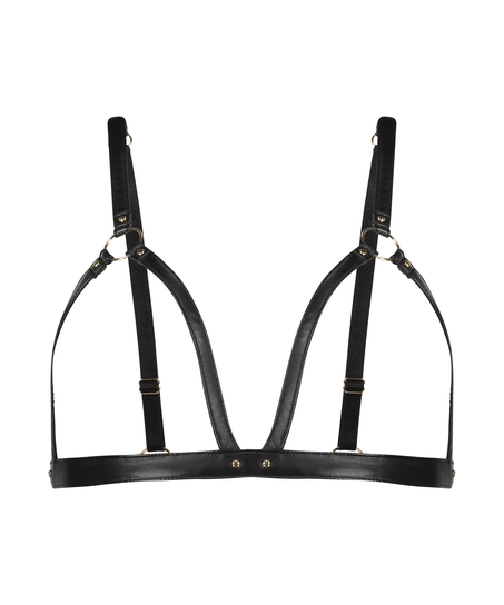 Bralette de piel sint&eacute;tica, Negro