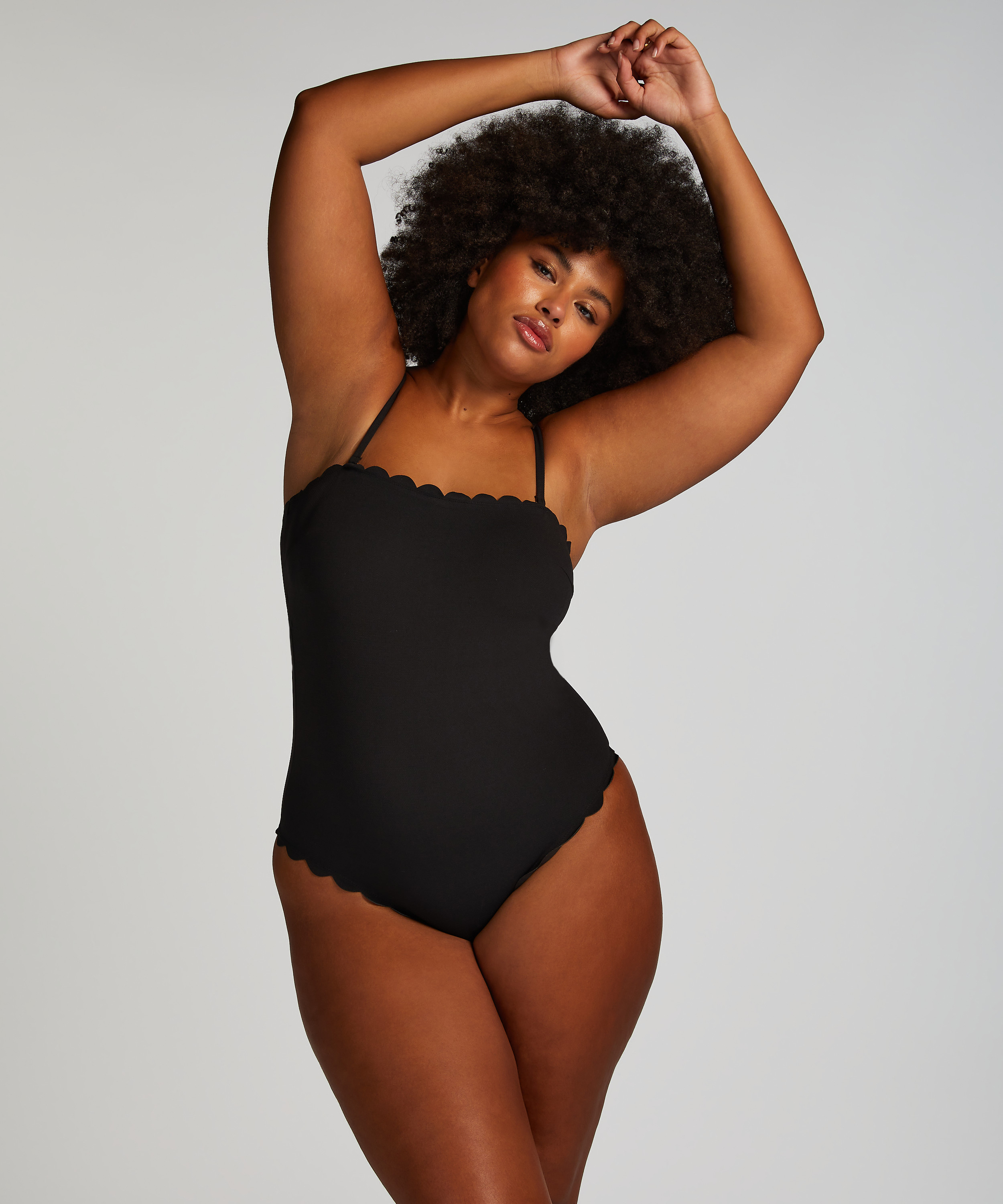 Bañador Bandeau Scallop, Negro, main