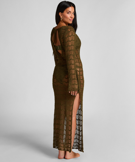 Vestido maxi de ganchillo, Verde