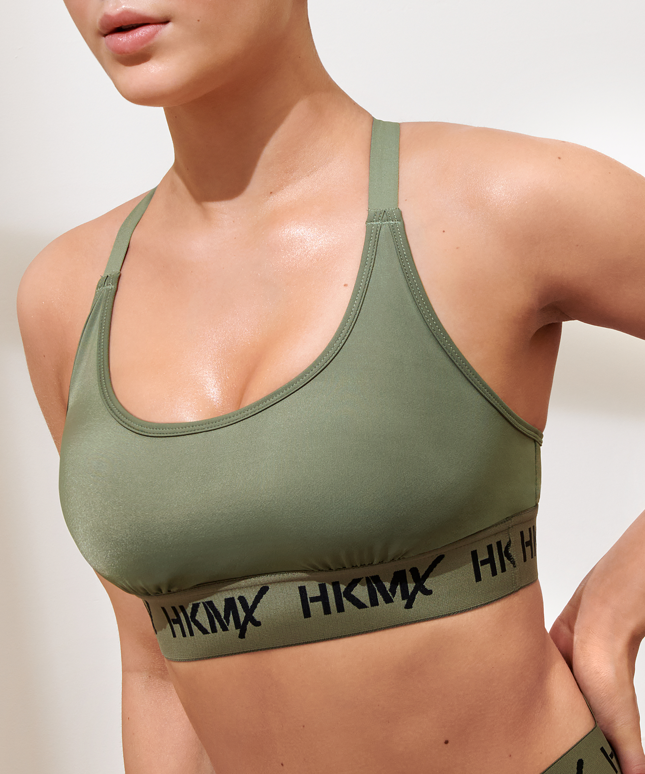 HKMX Sujetador deportivo The Crop Logo nivel 1, Verde, main