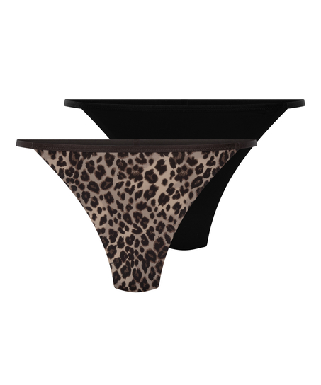 Pack de 2 tangas micro Leopard, Negro