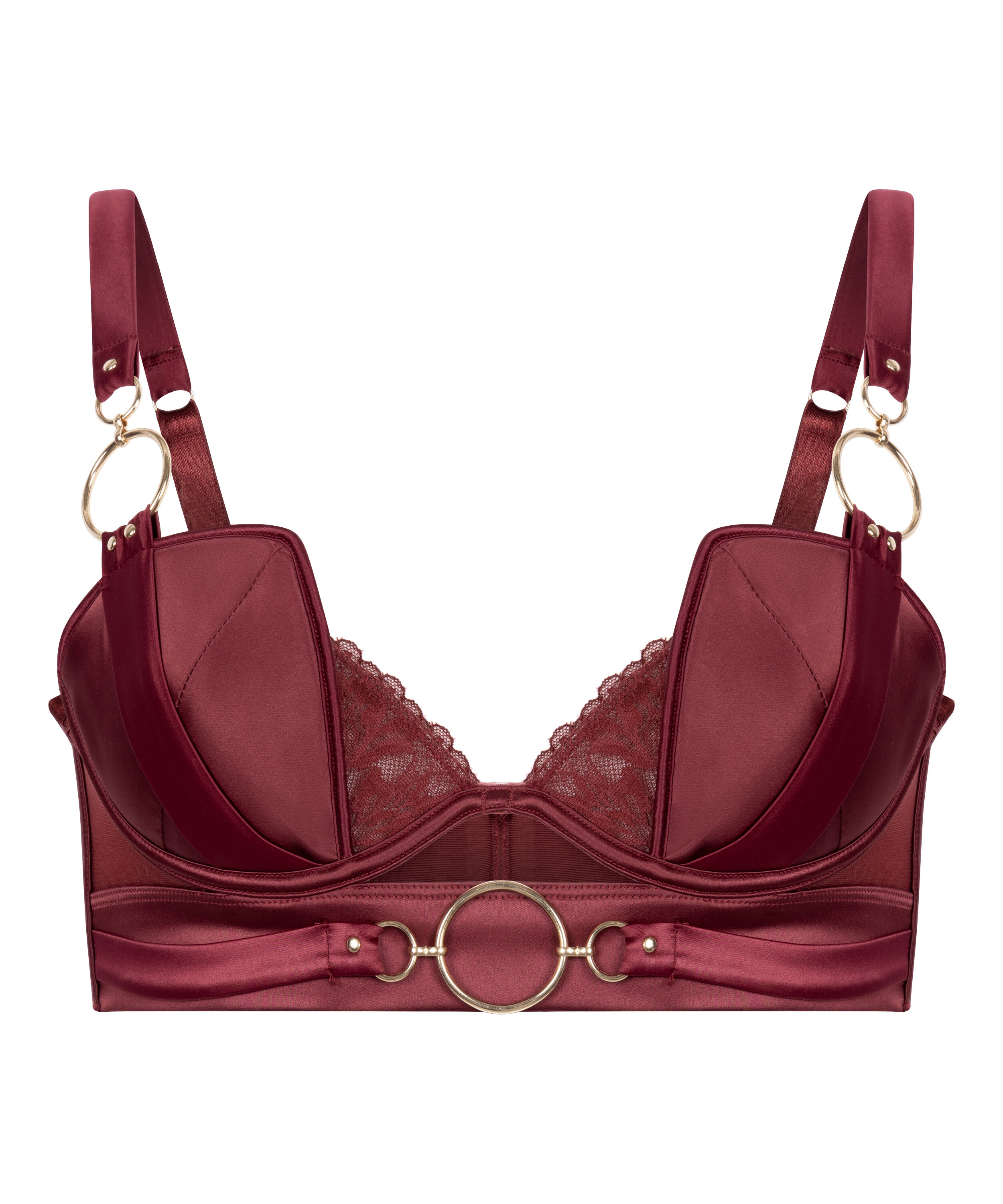 Sujetador largo con aros y relleno Marjolein, Rojo