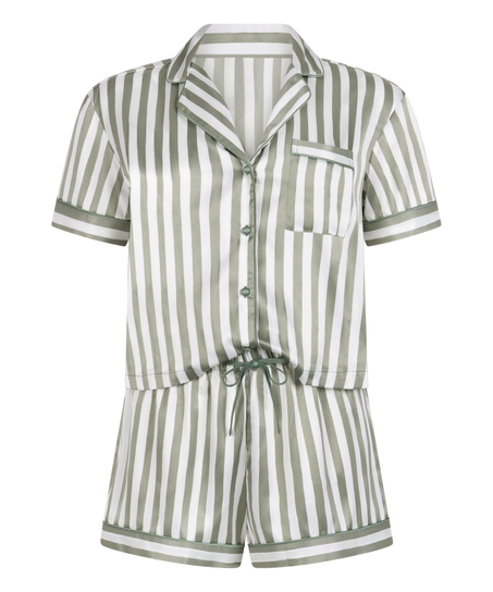 Juego de pijama de sat&eacute;n, Verde