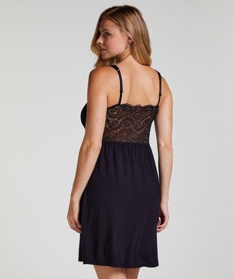 Vestido lencero Nora Lace, Negro