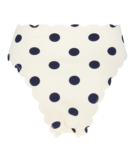 Braguita de bikini de tiro alto Scallop, Blanco