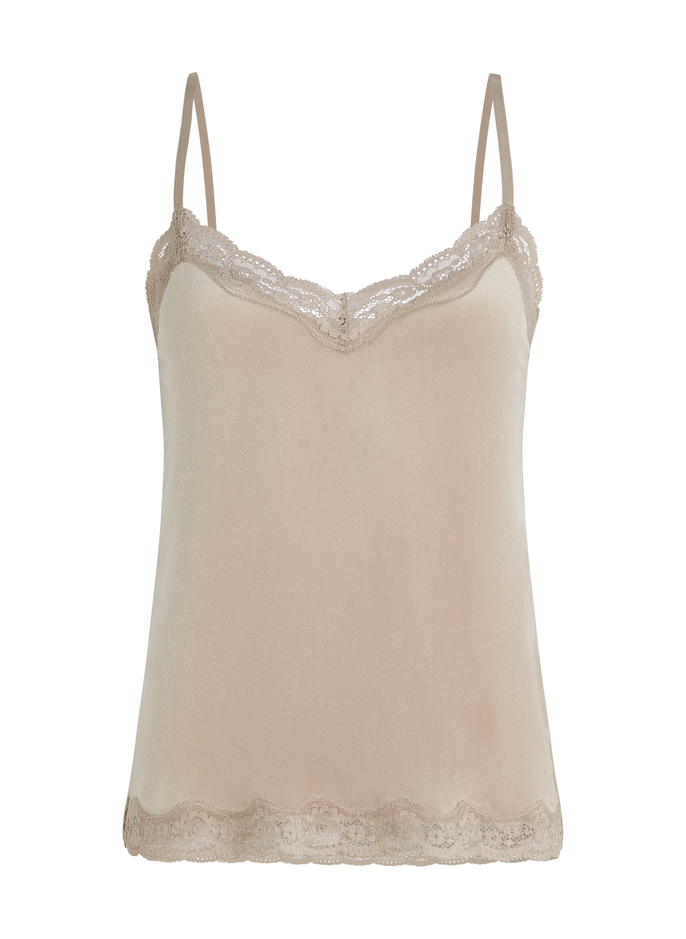 Camiseta top Velours Lace, Beige, main