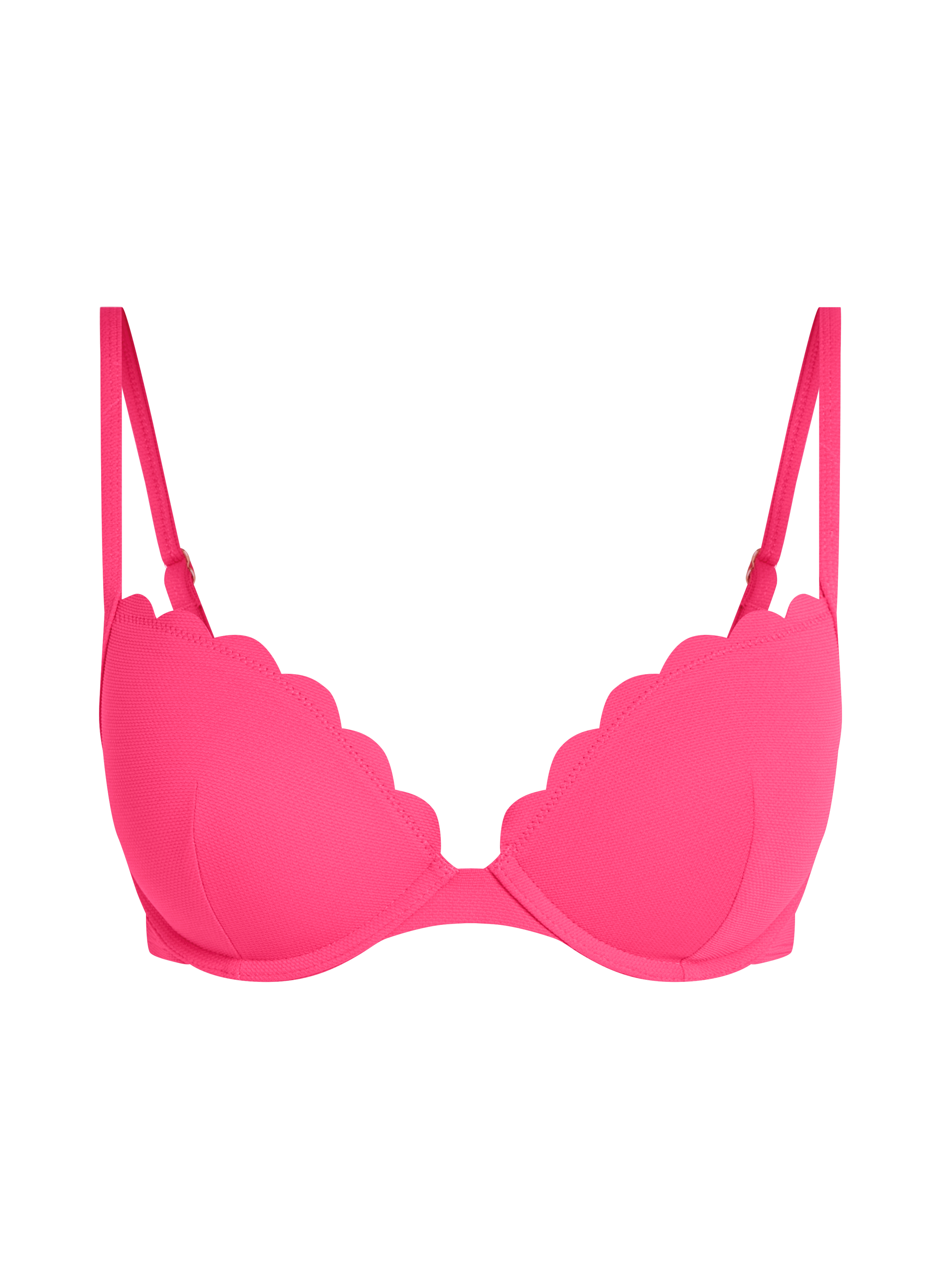 Top de bikini preformado con efecto realce Scallop Copa A - E, Rosa, main
