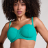 Top de bikini con aros, sin tiras y acolchado Scallop Copa E +, Verde