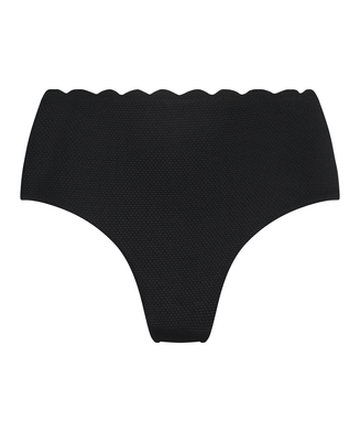Braguita de bikini de tiro alto Scallop, Negro