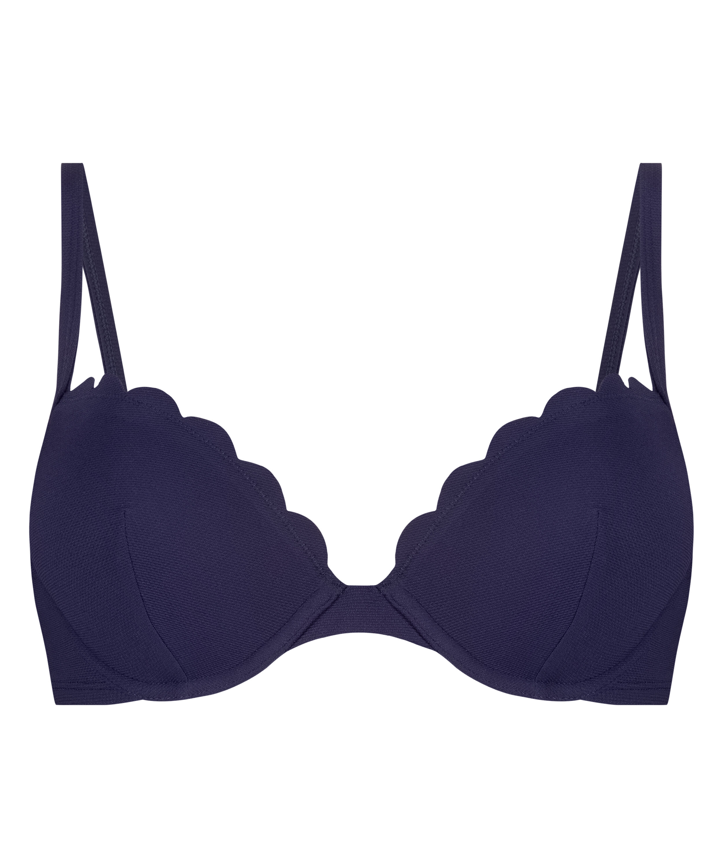 Top de bikini con aros preformado Scallop, Azul