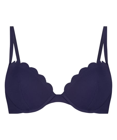 Top de bikini con aros preformado Scallop, Azul