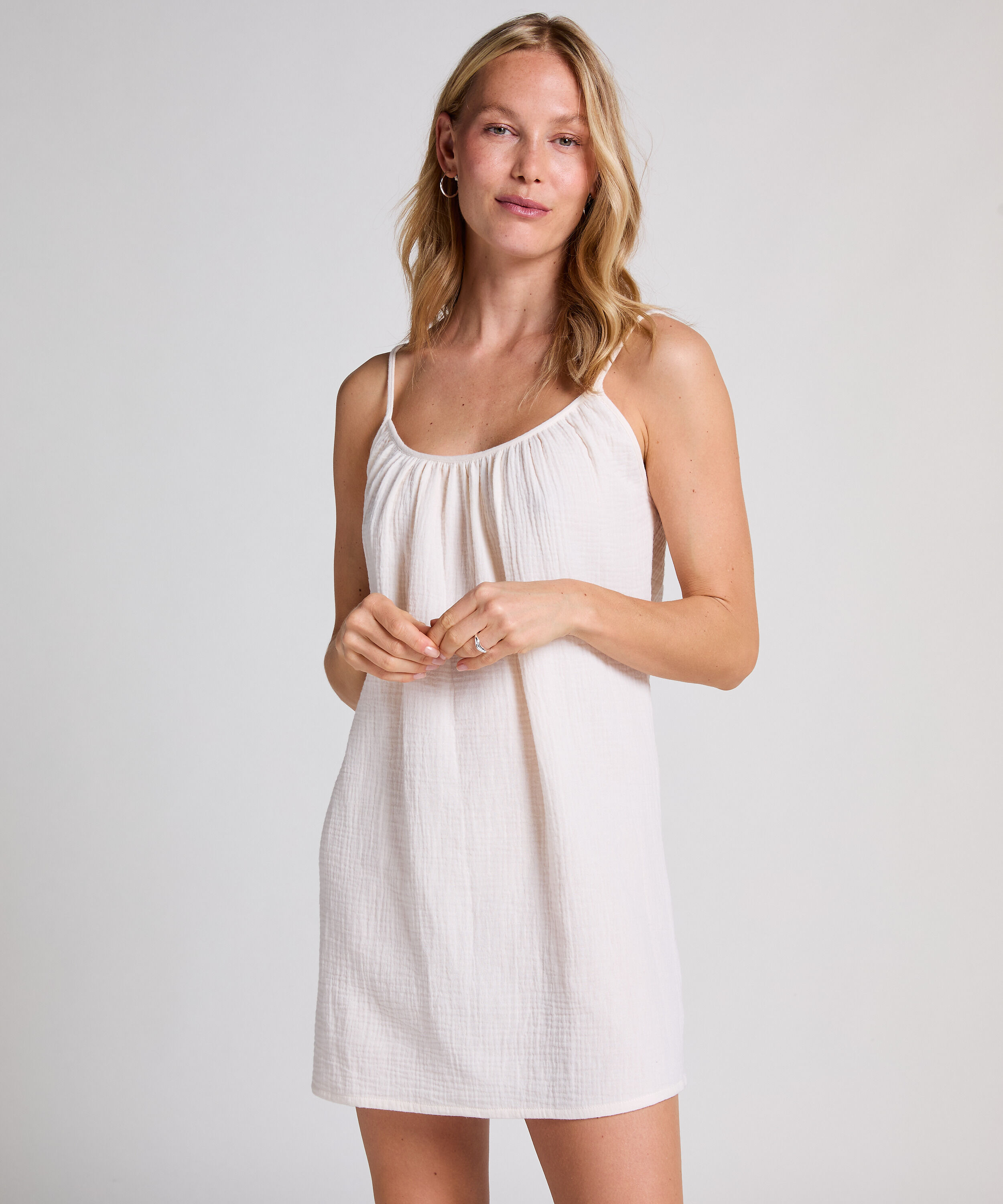 Vestido camisero de muselina, Blanco