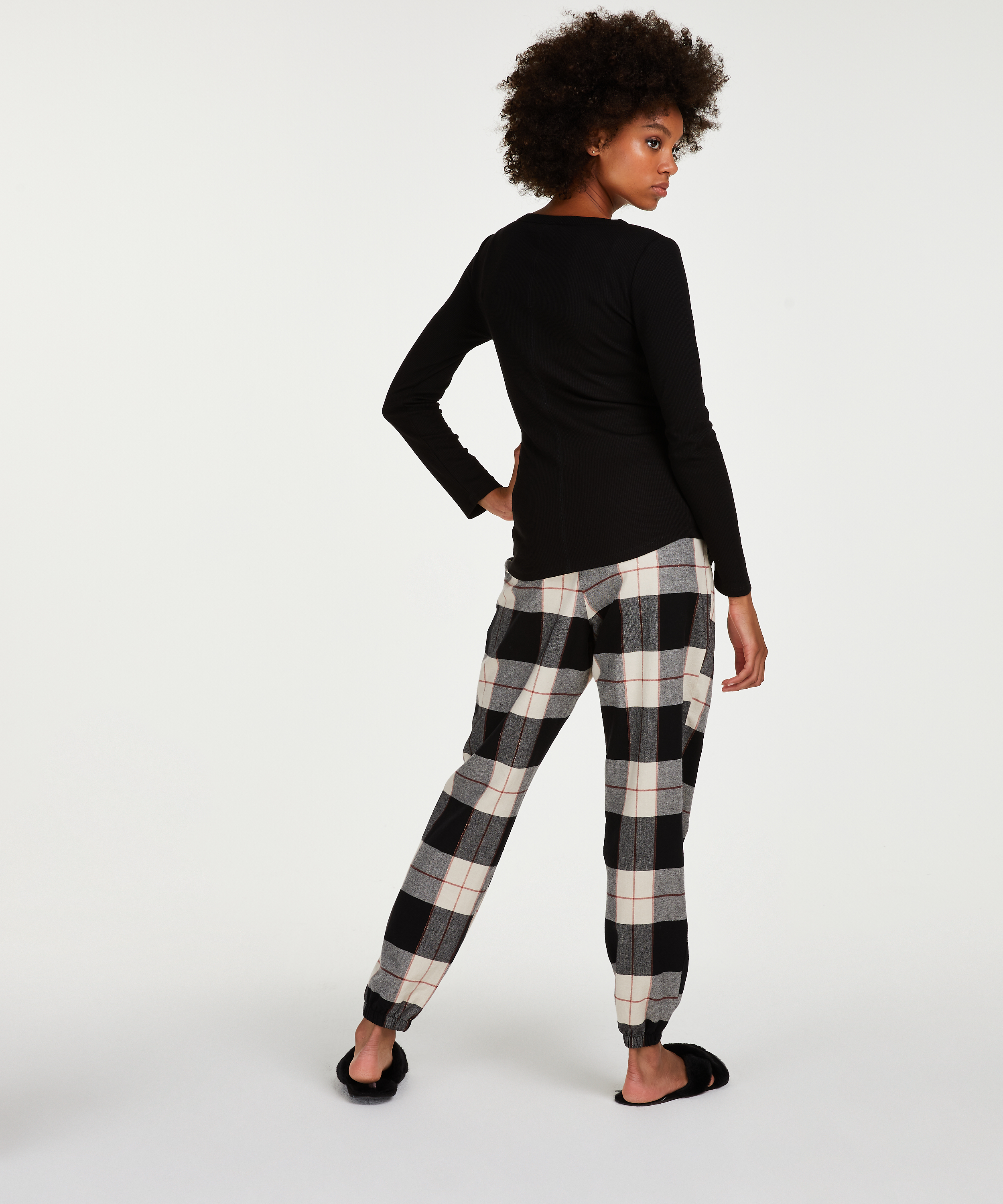Pantal&oacute;n de pijama Petite Twill Check, Negro, main