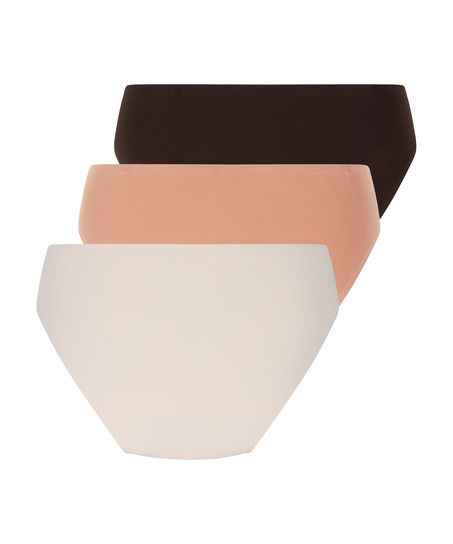 Lote de 3 braguitas brasileñas invisibles, marrón