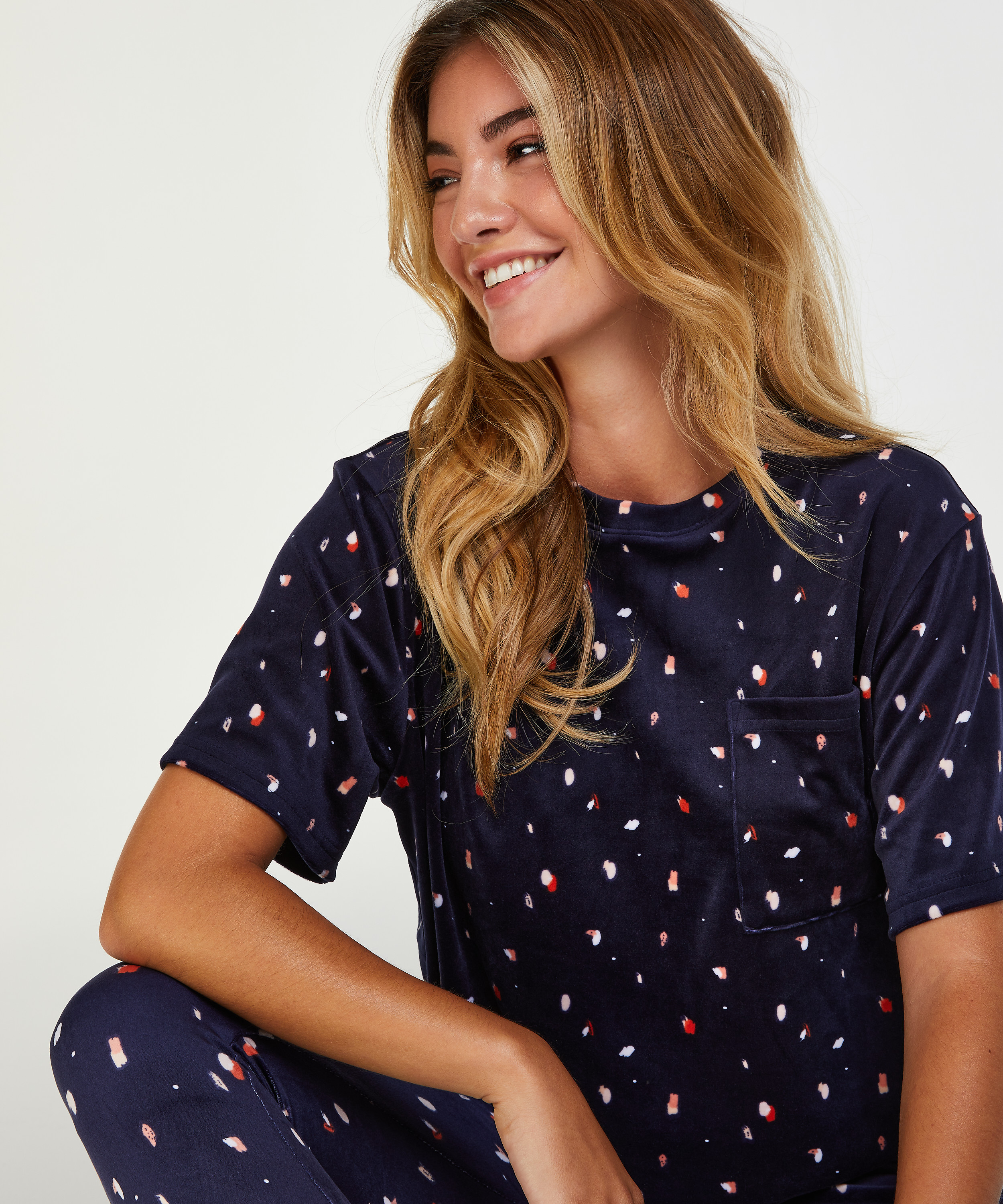 Top de terciopelo Pocket, Azul, main