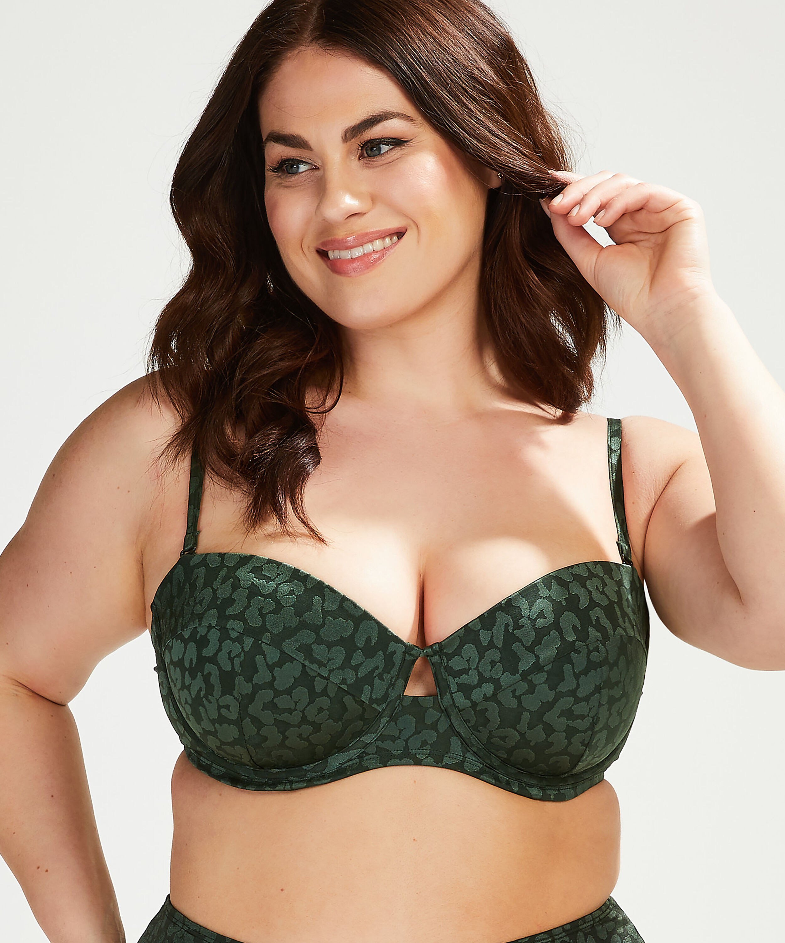 Top de bikini de aros preformado Tonal Leo Copa E +, Verde
