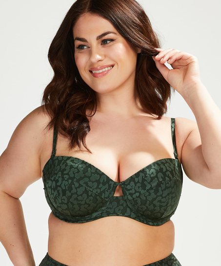 Top de bikini de aros preformado Tonal Leo Copa E +, Verde