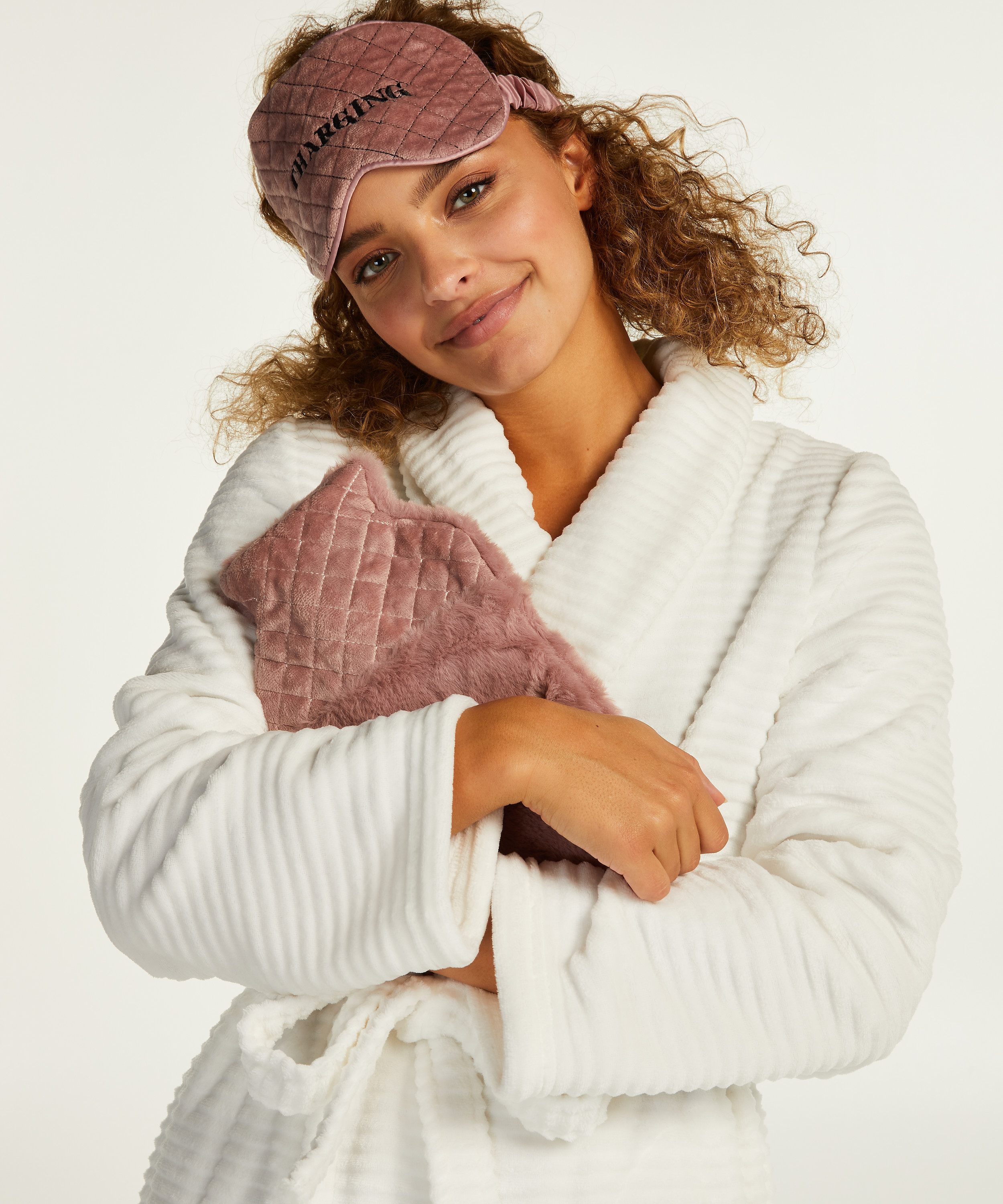 Set de bolsa de agua caliente y antifaz, Rosa, main