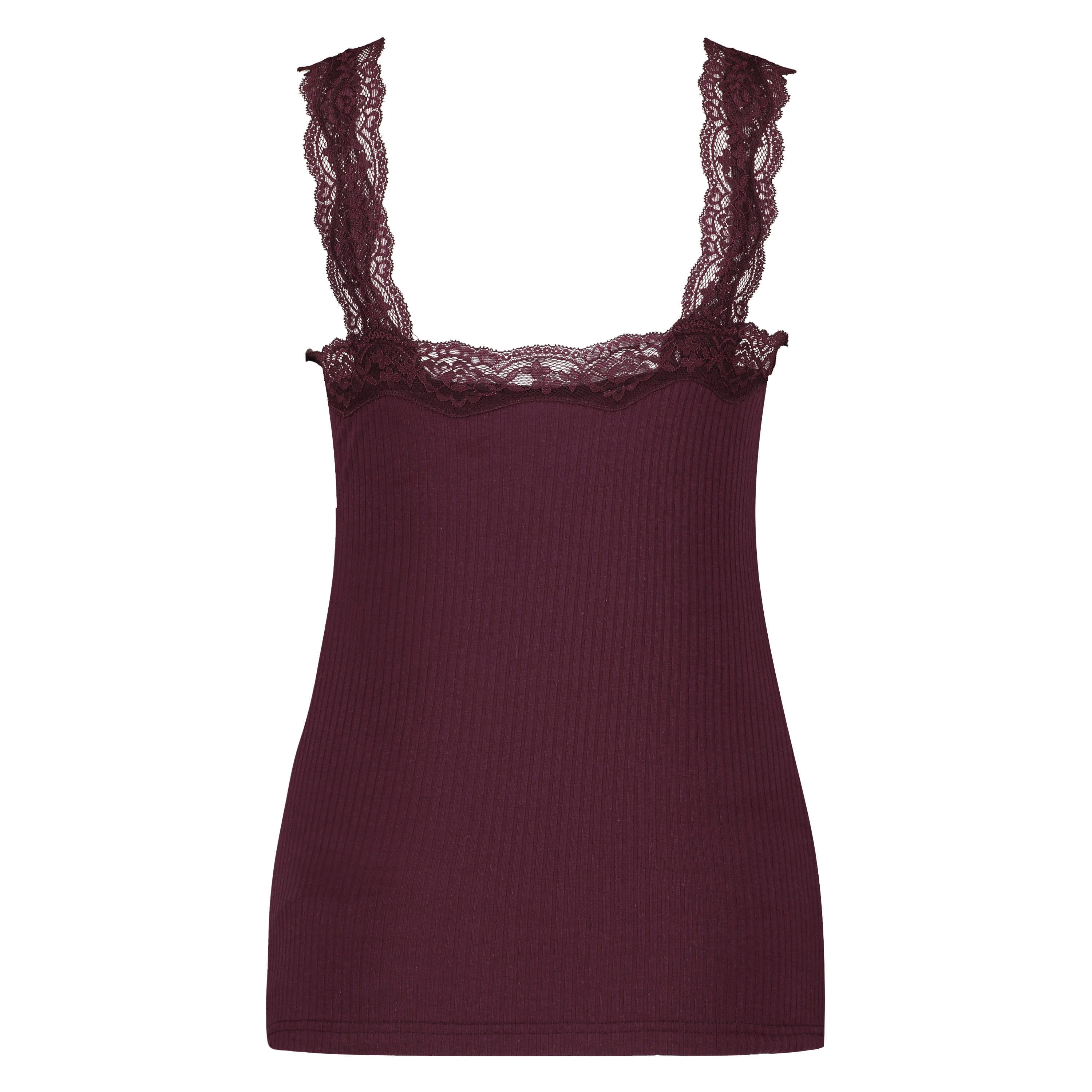 Cami Top Rib Lace, Rojo, main