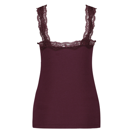 Cami Top Rib Lace, Rojo
