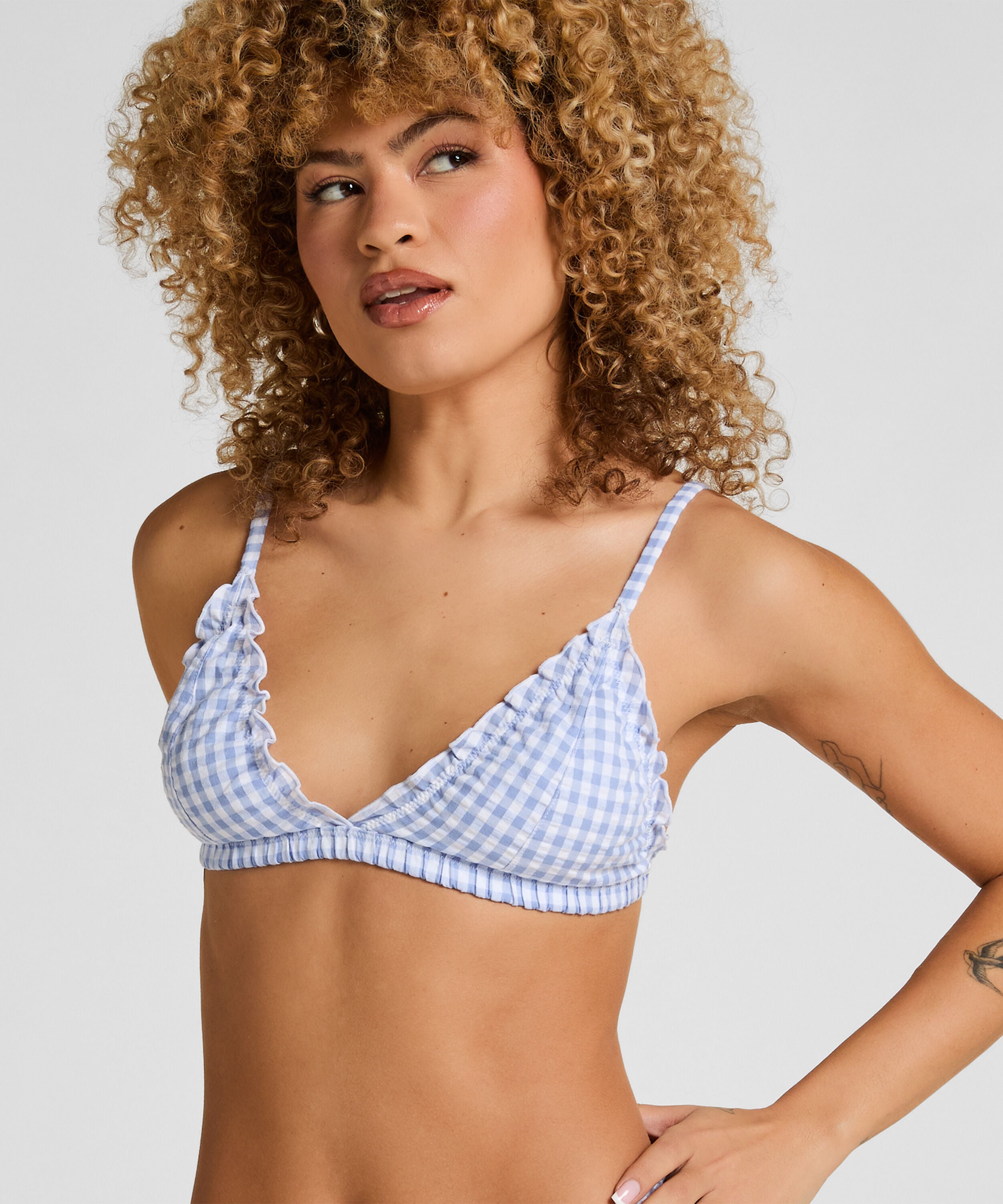 Mia Bralette - Bralette Triangular con Volantes, Morado