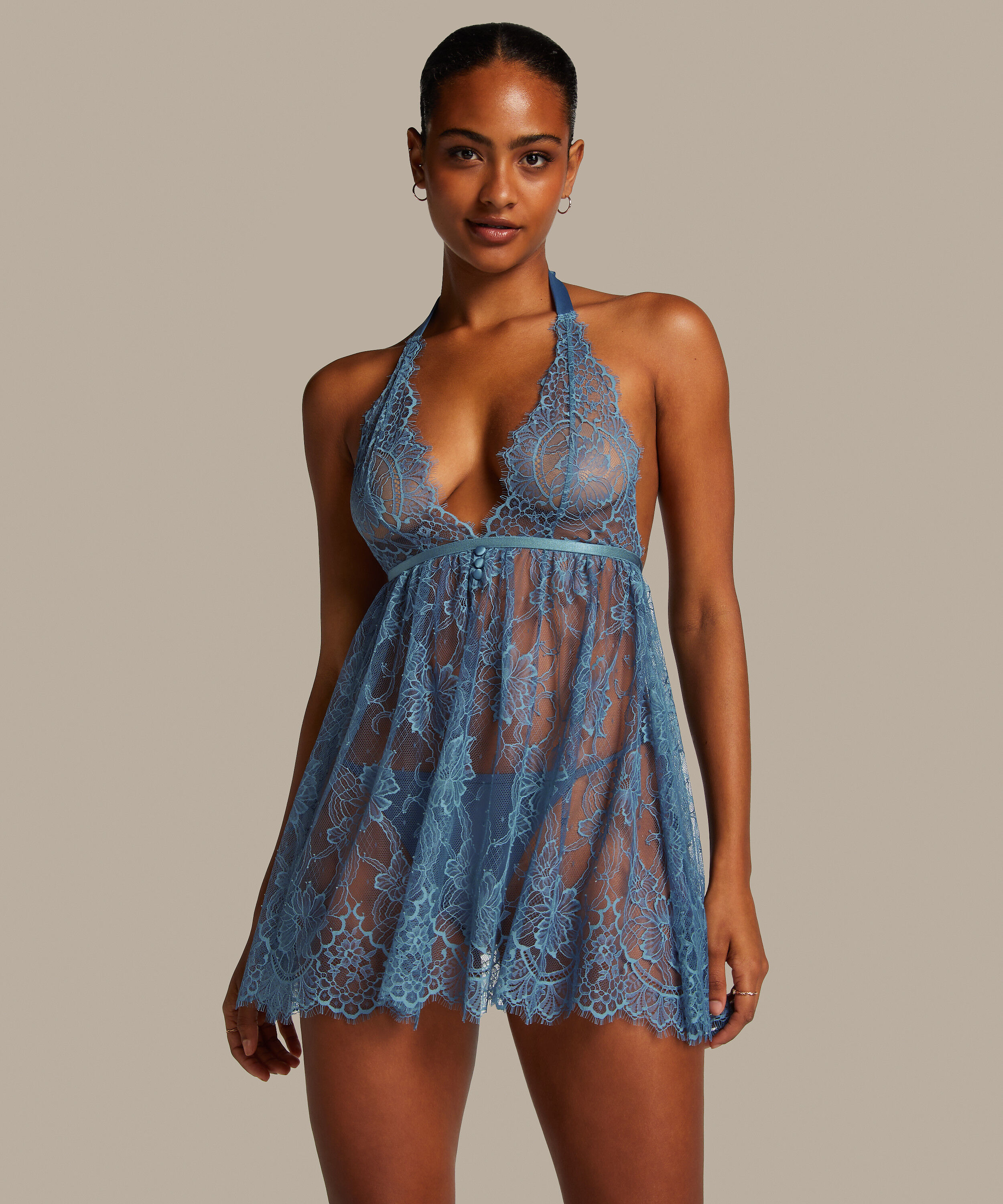 Vestido lencero Magdalena, Azul