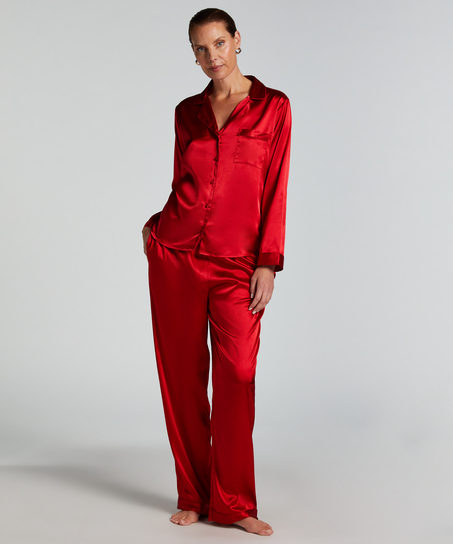 Chaqueta de manga larga y satén, Rojo