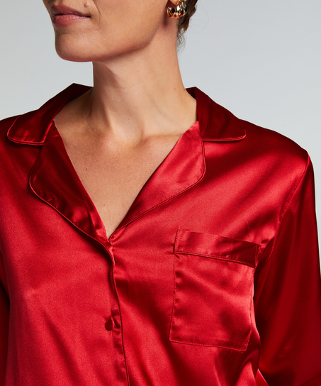 Chaqueta de manga larga y satén, Rojo