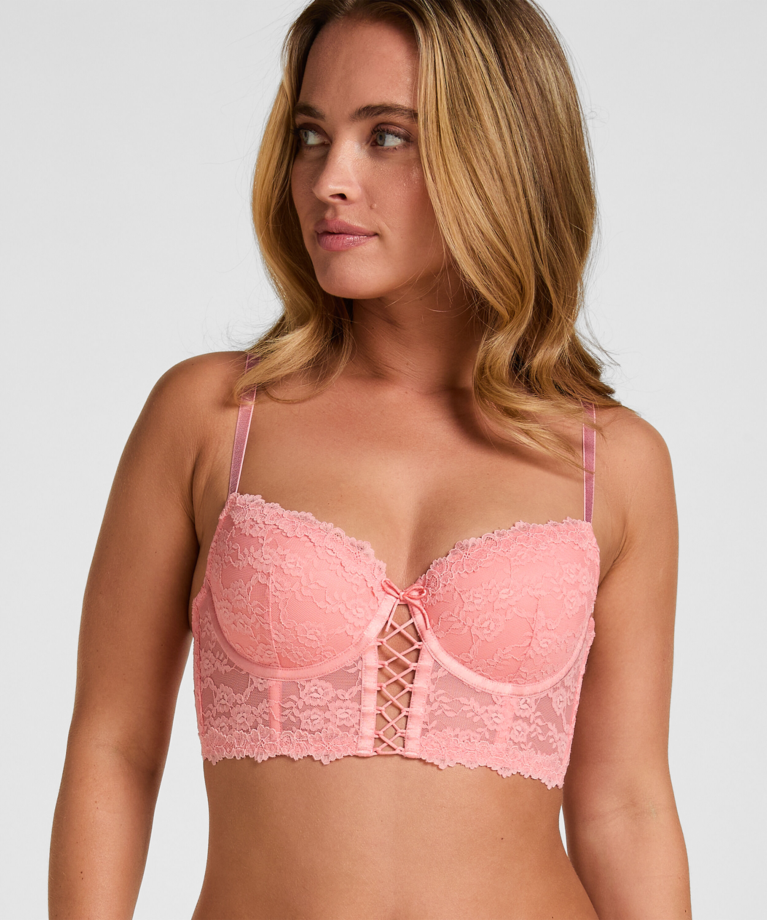 Padded Underwired Longline Bra Aveline, Rosa