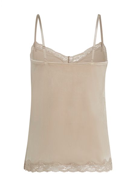 Camiseta top Velours Lace, Beige
