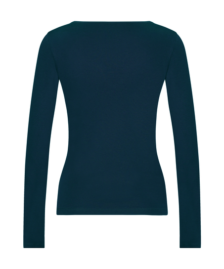 Top V-neck long sleeves, Azul